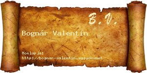 Bognár Valentin névjegykártya